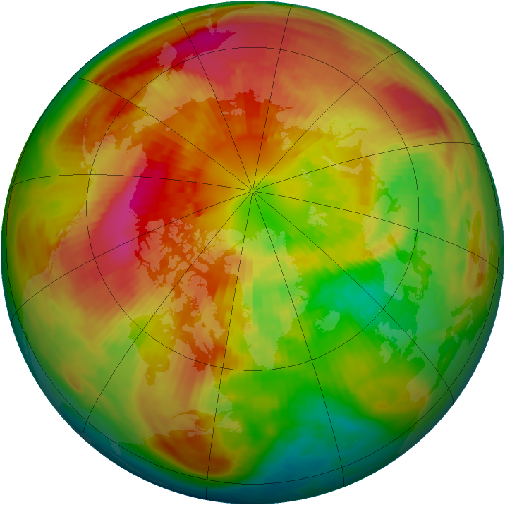 Arctic ozone map for 12 March 1991